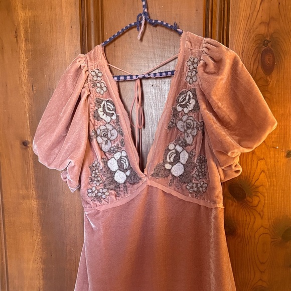 Free People Velvet Dress in Soft Peach - Picture 3 of 3